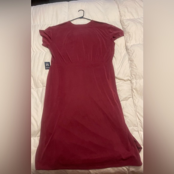 SILKY SUEDED JERSEY RUCHED T-SHIRT MIDI DRESS Size XL - Picture 3 of 9